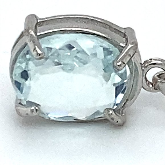 Aquamarine 1.40ct White Gold Finish Silver Pendant - Picture 7 of 7